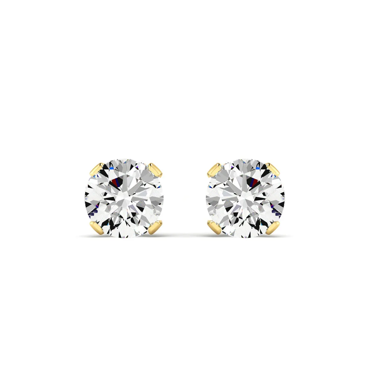 1 Carat Moissanite Screw Back Stud Earrings In 14K Yellow Gold