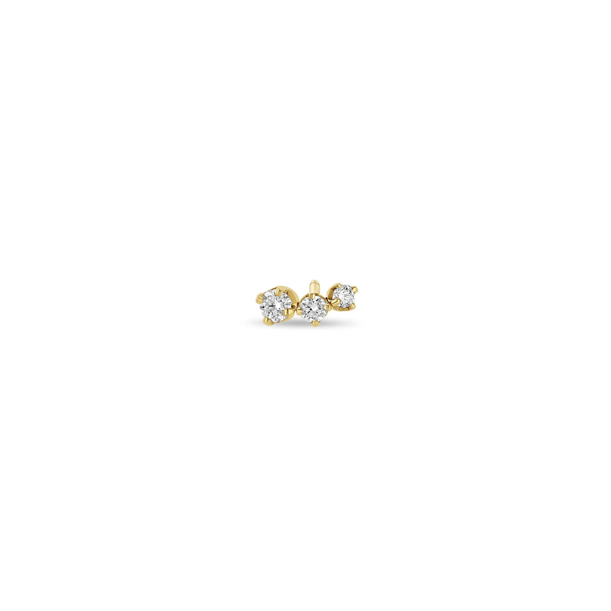 14k 3 Graduated Prong Diamond Curve Studs