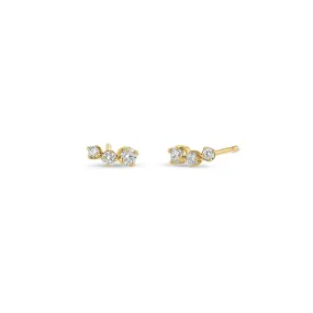 14k 3 Graduated Prong Diamond Curve Studs