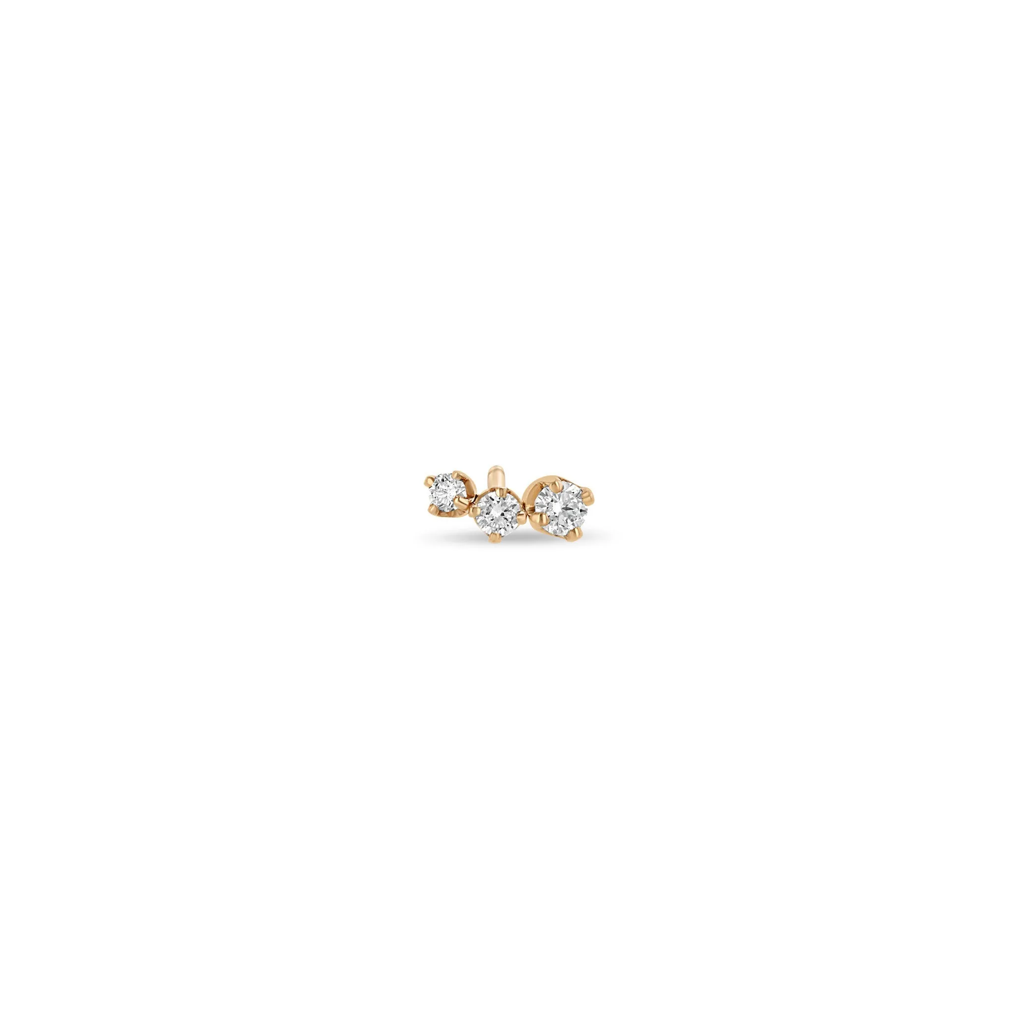 14k 3 Graduated Prong Diamond Curve Studs