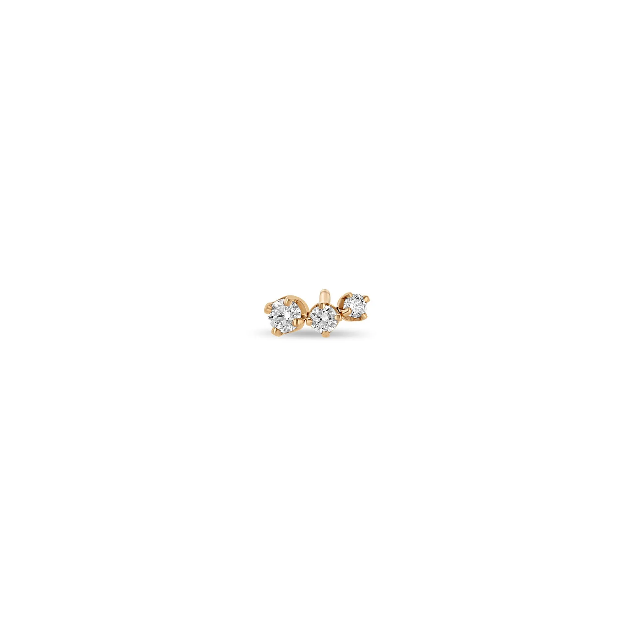 14k 3 Graduated Prong Diamond Curve Studs