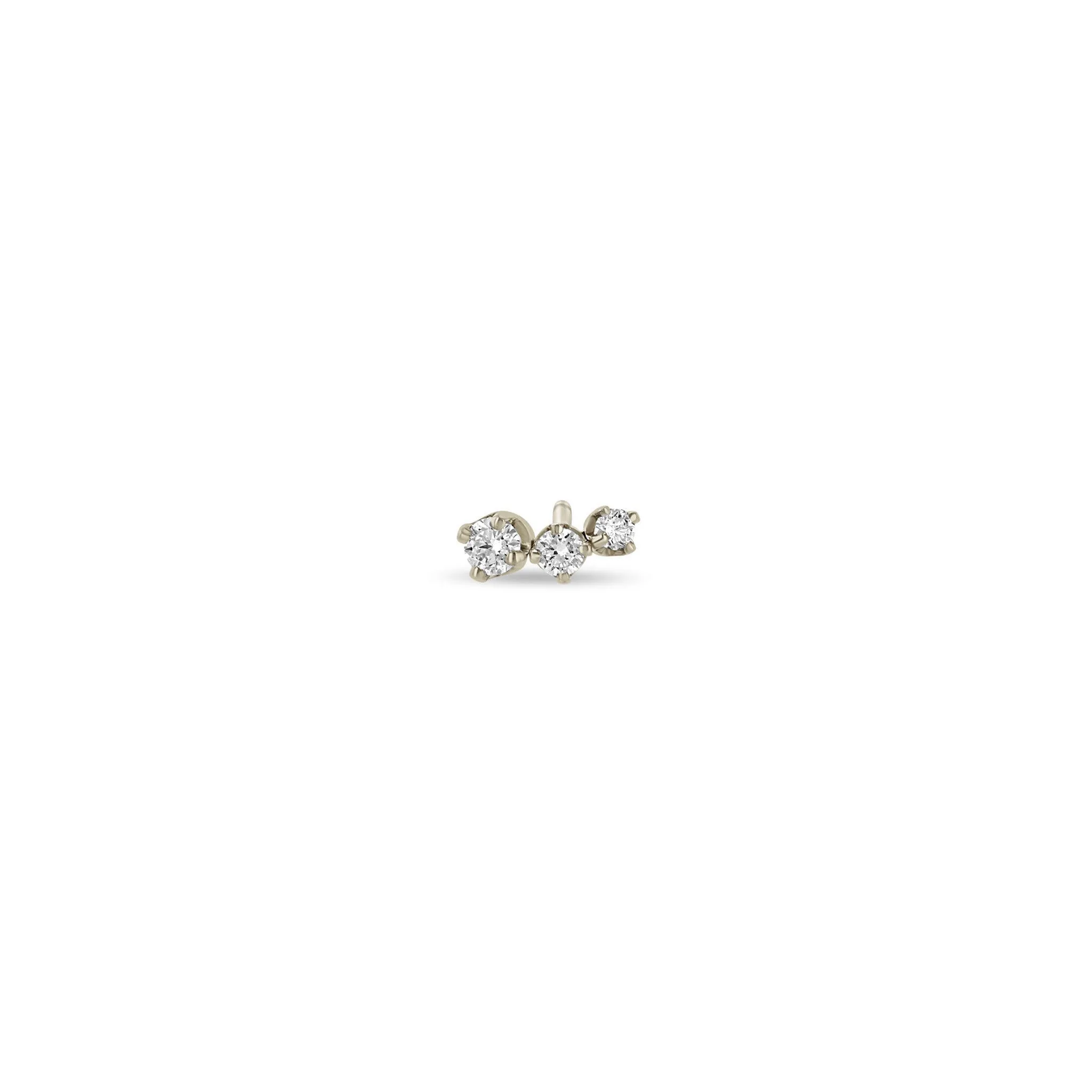 14k 3 Graduated Prong Diamond Curve Studs