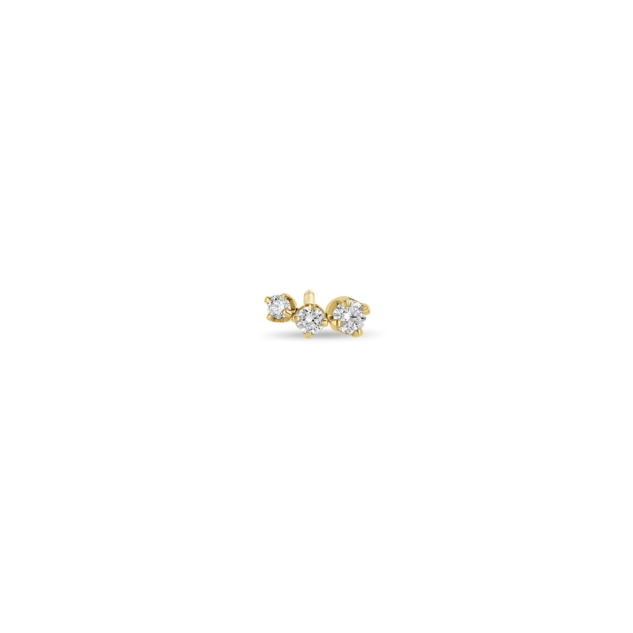 14k 3 Graduated Prong Diamond Curve Studs