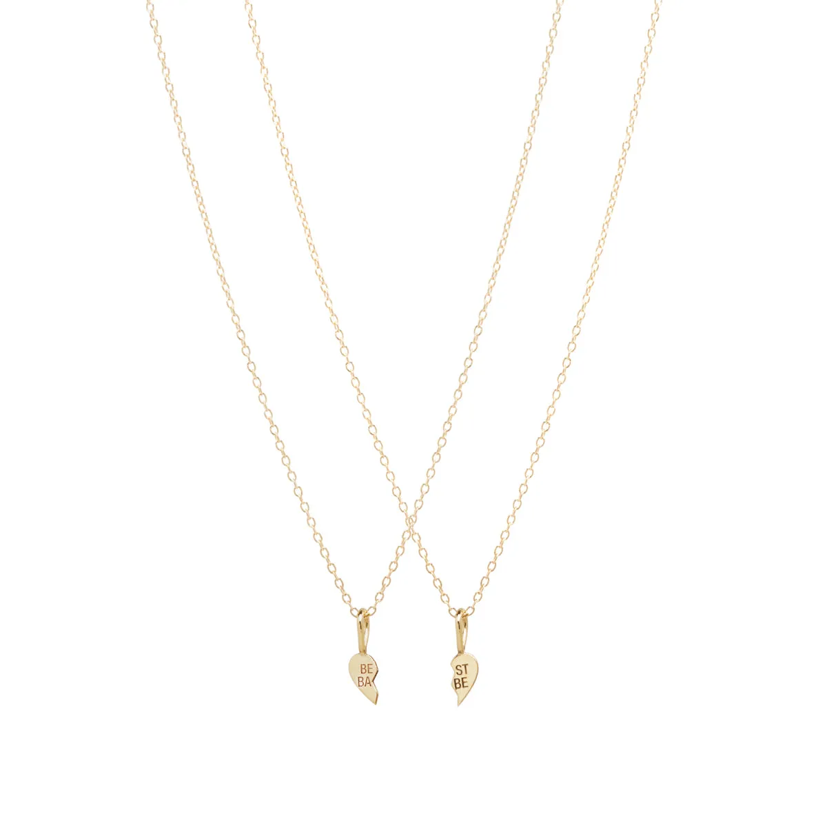 14k Itty Bitty BEST BABE Necklace Set