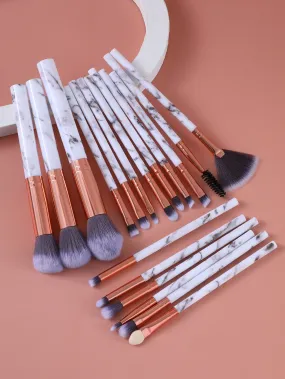 18pcs Marble Pattern Handle Makeup Brush Set