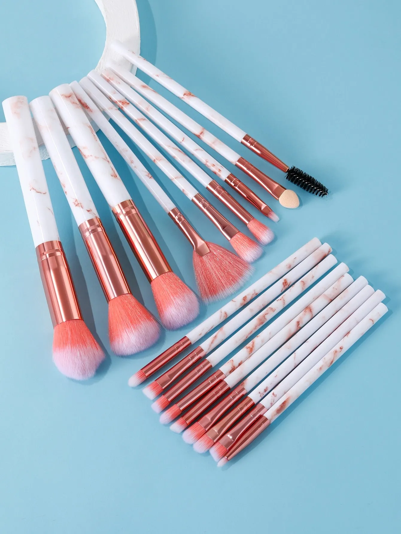 18pcs Marble Pattern Handle Makeup Brush Set