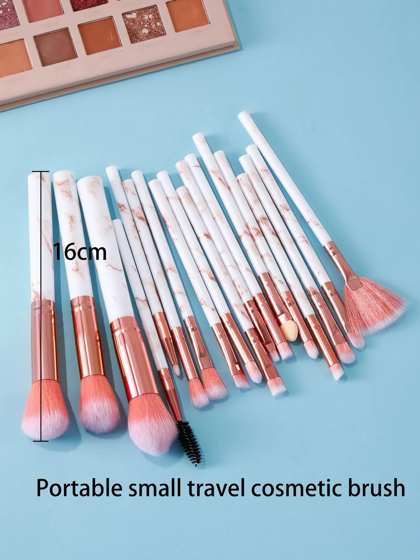 18pcs Marble Pattern Handle Makeup Brush Set