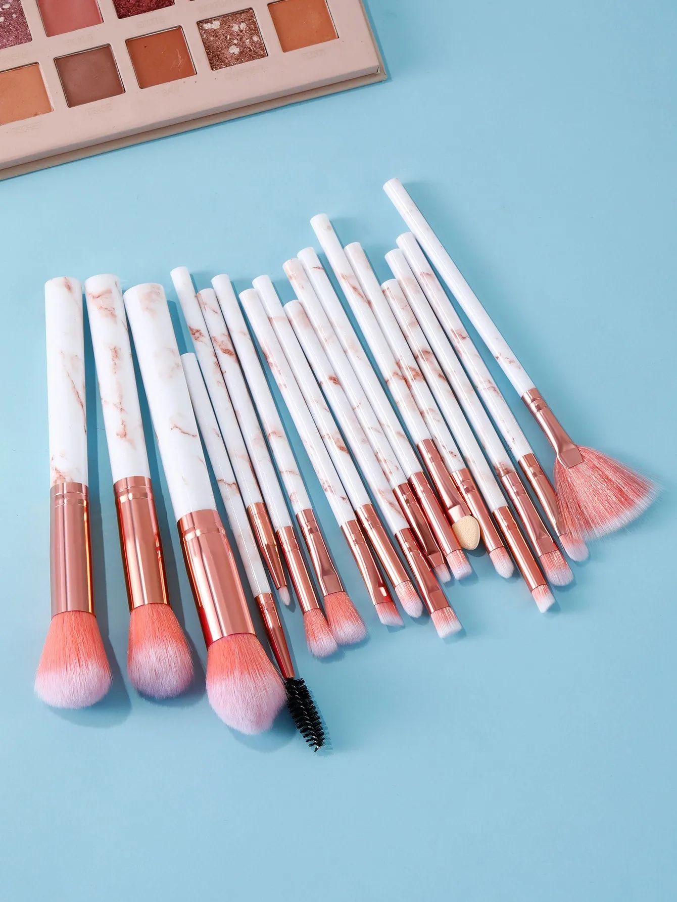 18pcs Marble Pattern Handle Makeup Brush Set