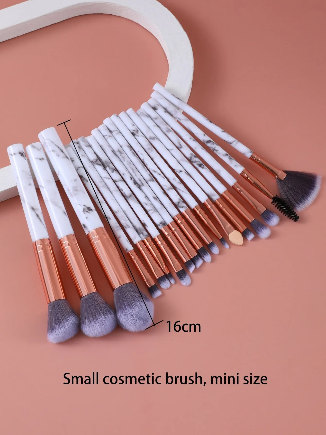 18pcs Marble Pattern Handle Makeup Brush Set