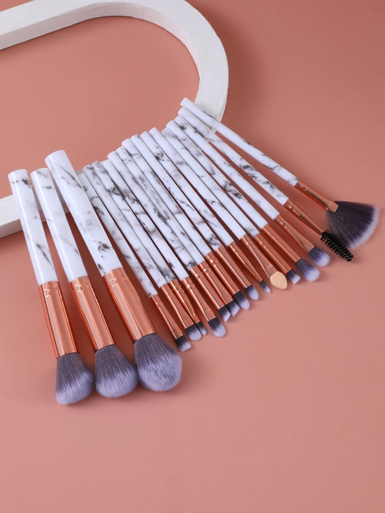 18pcs Marble Pattern Handle Makeup Brush Set