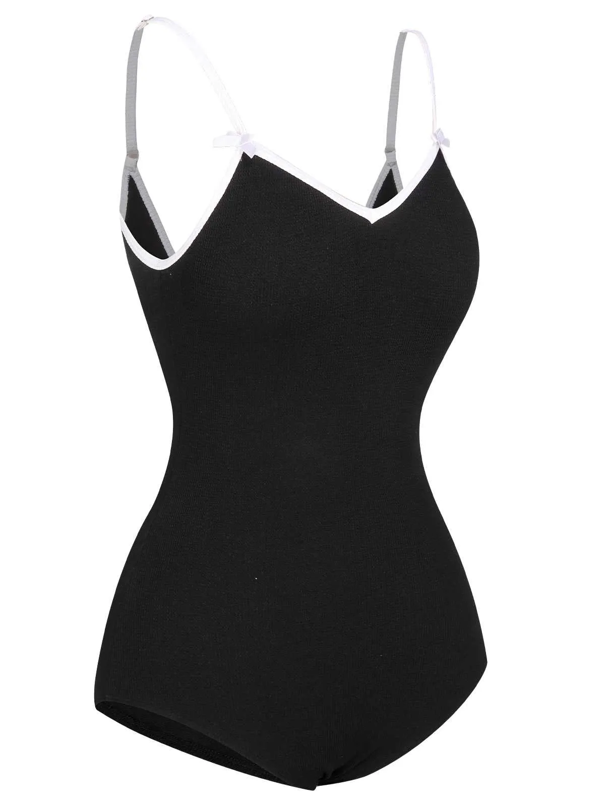 1950s Spaghetti Strap Bow One-Piece Swimsuit