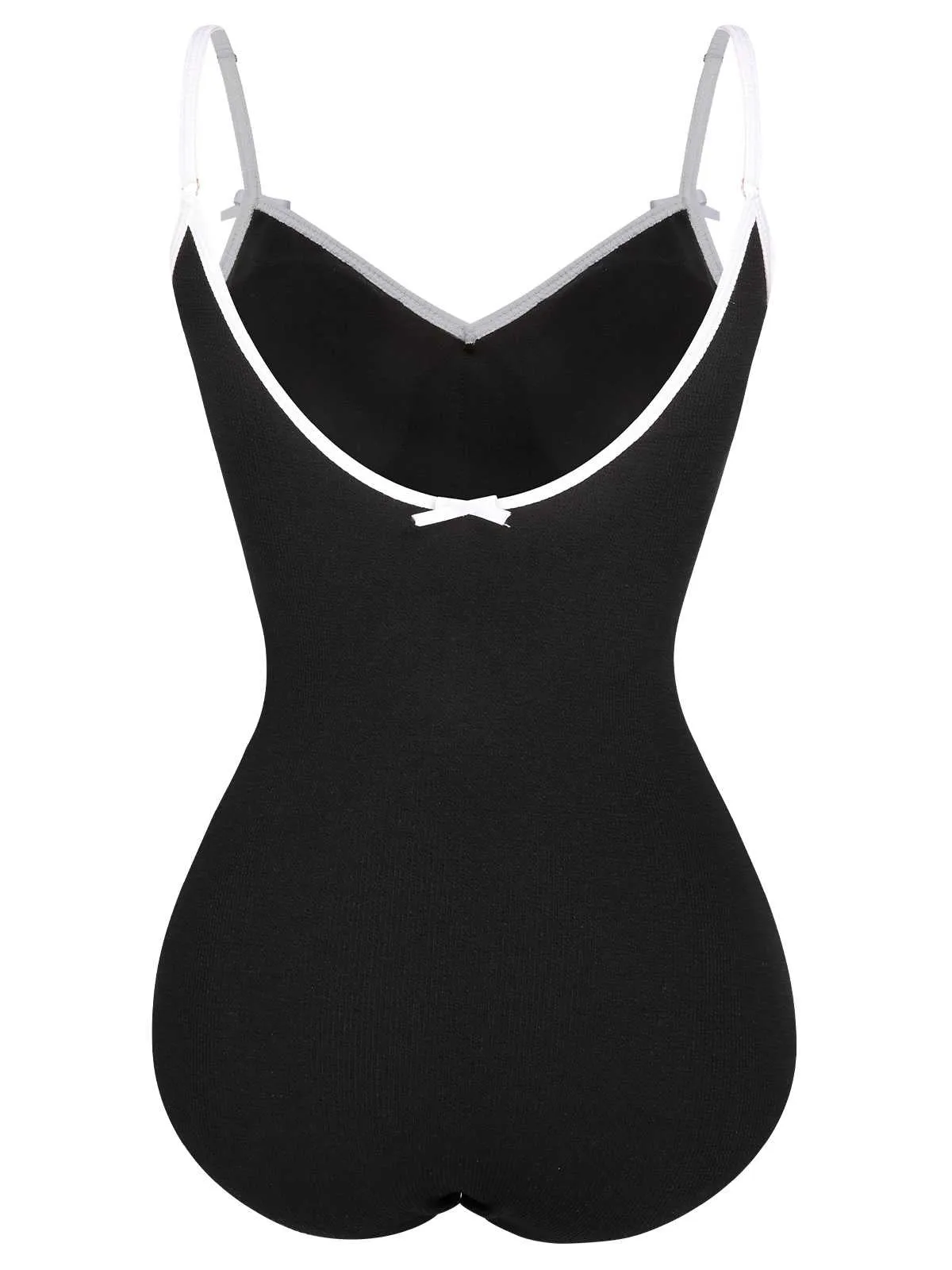 1950s Spaghetti Strap Bow One-Piece Swimsuit