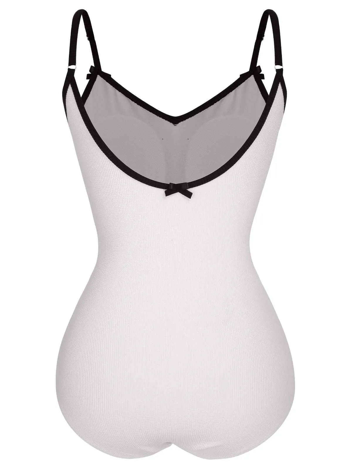 1950s Spaghetti Strap Bow One-Piece Swimsuit