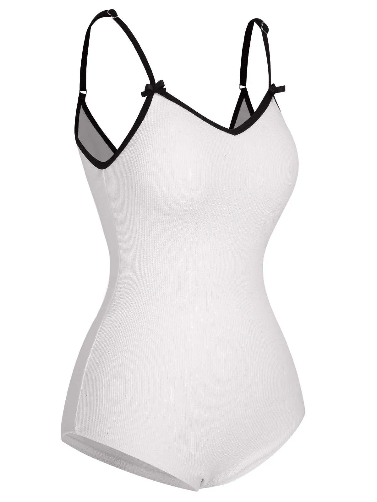 1950s Spaghetti Strap Bow One-Piece Swimsuit