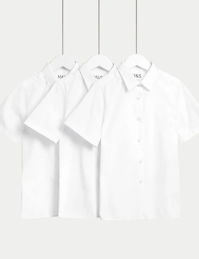 3pk Girls' Easy Iron School Shirts (2-16 Yrs)