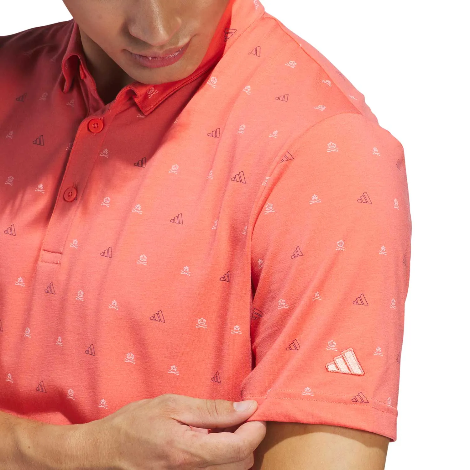 adidas Golf Mini Crest Go-To Print Polo - Preloved Scarlet