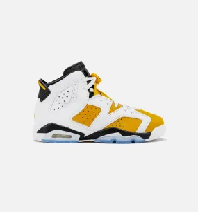 Air Jordan 6 Retro Yellow Ochre Grade School Lifestyle Shoe - White/Yellow Ochre/Black Free Shipping