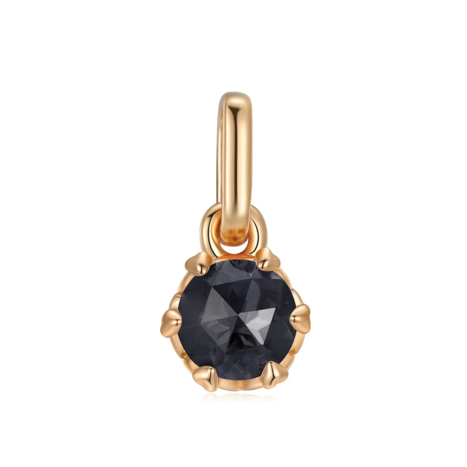 Black Spinel Gold Heart Prong-Set Pendant