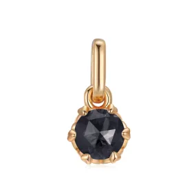 Black Spinel Gold Heart Prong-Set Pendant