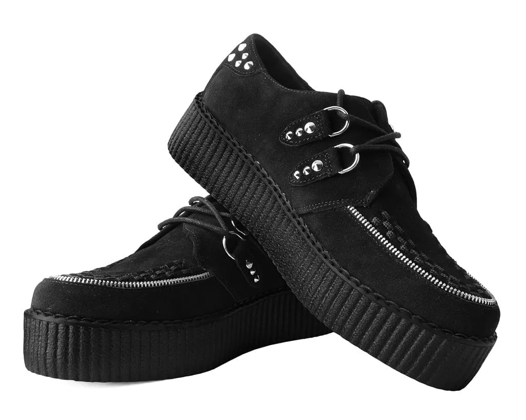 Black Suede Zipper Studded Mondo Creeper