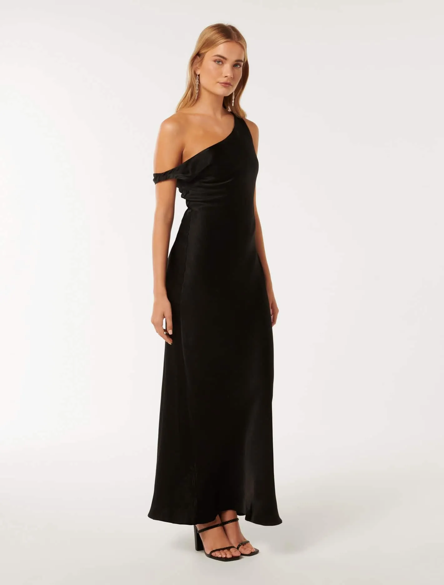 Blake Satin Tipped Shoulder Maxi Dress