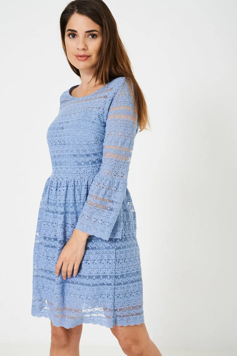 Blue Lace Midi Dress Ex Brand