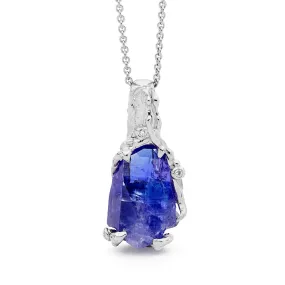 Blue Tanzanite & Platinum Handcrafted Pendant