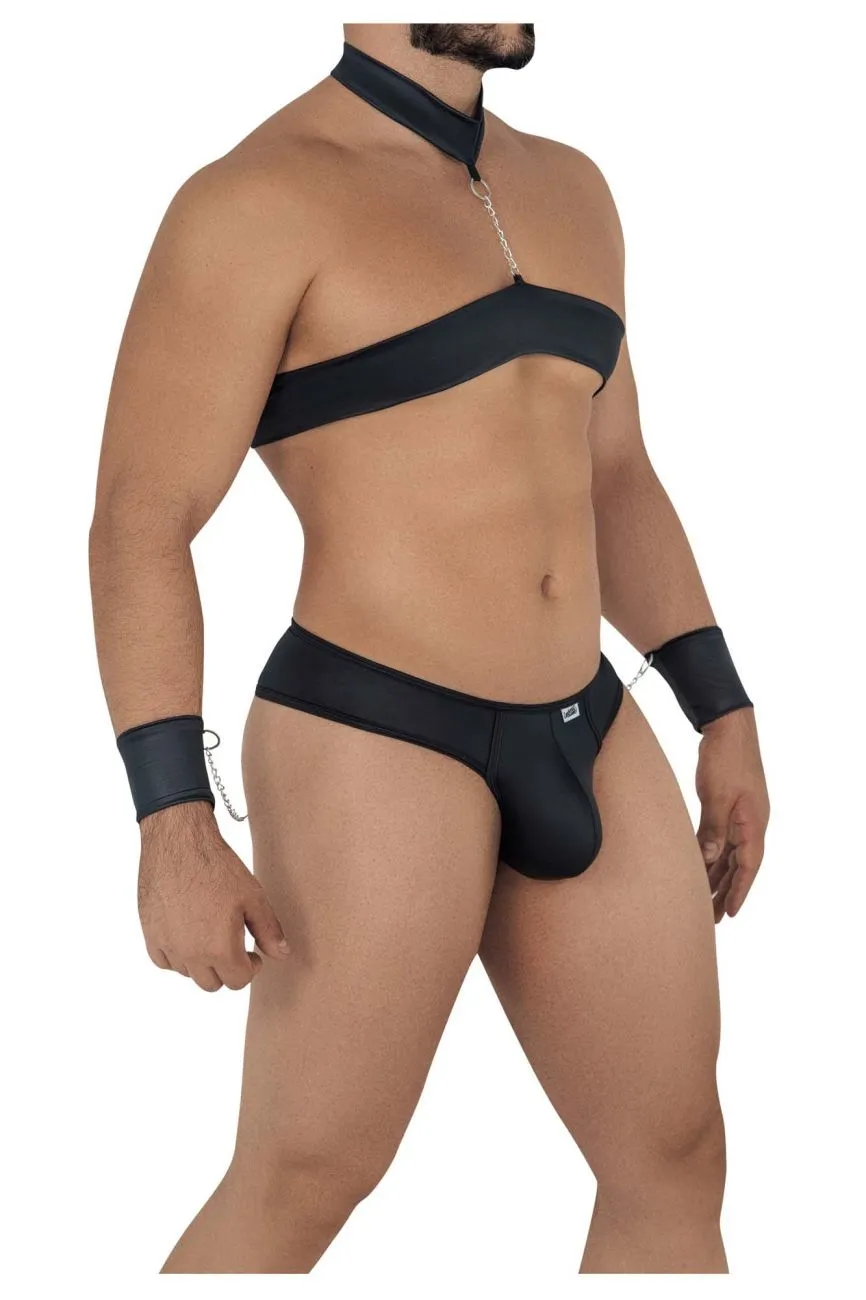 CandyMan 99592 Harness-Thongs Outfit Color Black