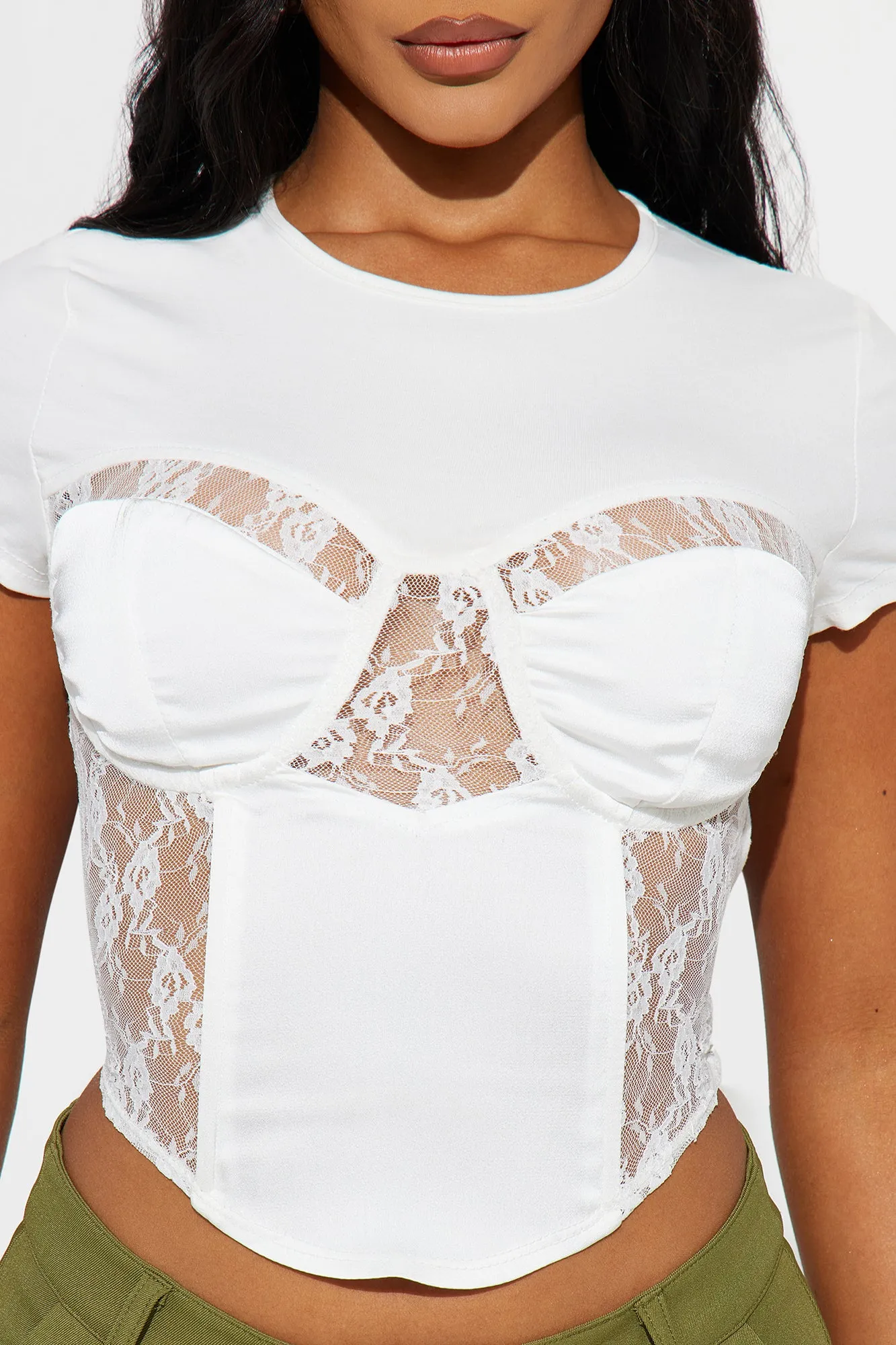 Can't Be Ignored Lace Corset Top - Off White