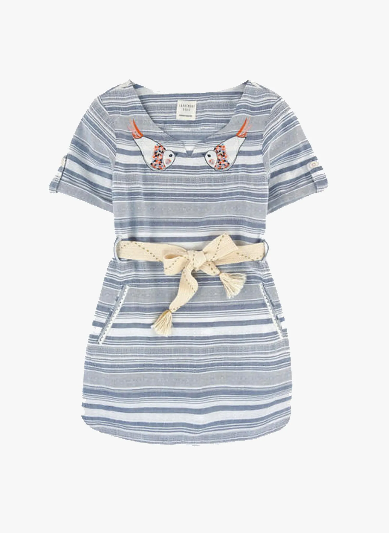 Carrement Beau Girls Short Sleeve Stripe Dress