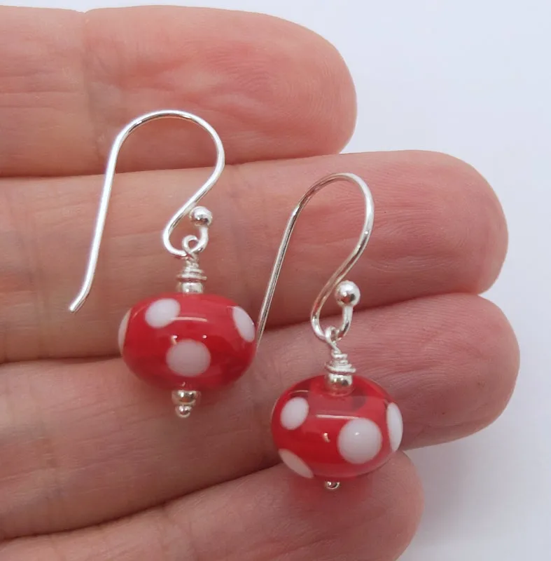 cherry dot mini bead earrings