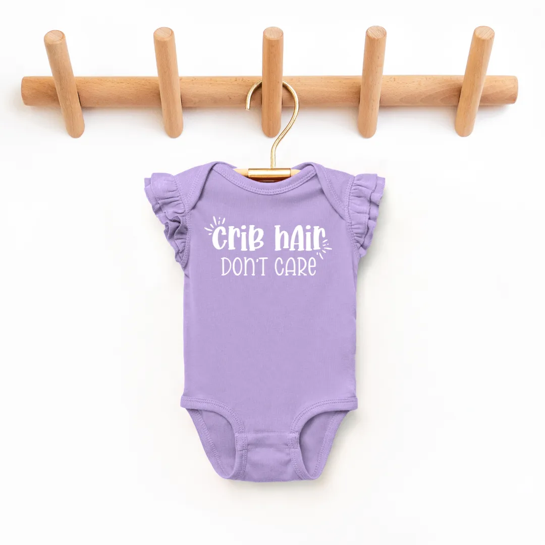 Crib Hair Don't Care Infant Flutter Sleeve Graphic Tee