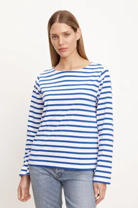 DOREEN STRIPED LONG SLEEVE TEE (COBALT) - VELVET