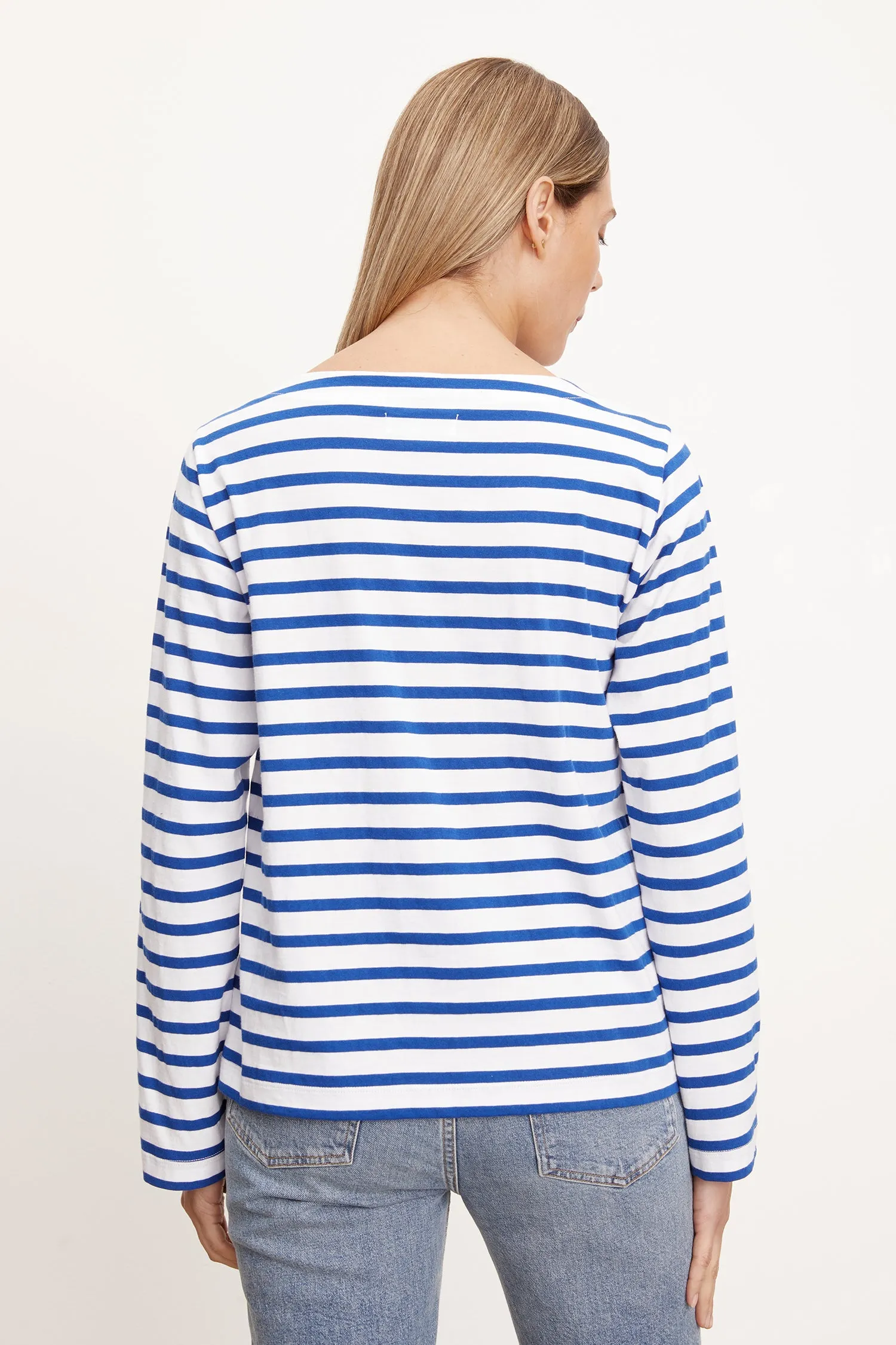 DOREEN STRIPED LONG SLEEVE TEE (COBALT) - VELVET