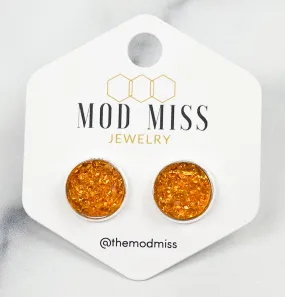 Druzy Stud Earring Orange