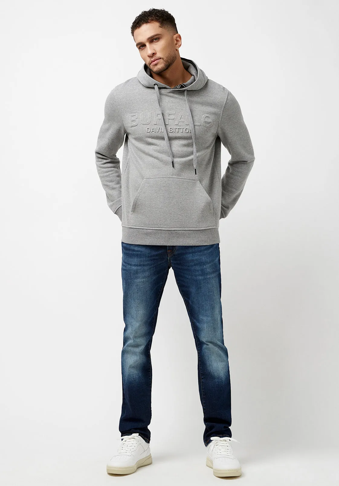 Fadol Men's Fleece Hoodie in Light Heather Grey - BPM13610V