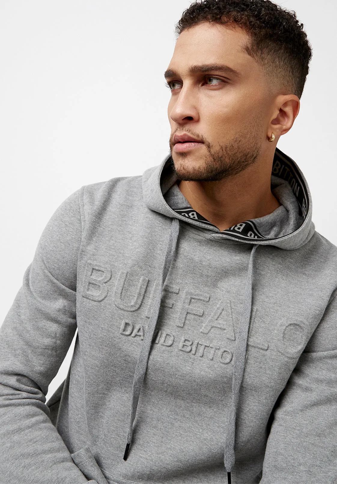 Fadol Men's Fleece Hoodie in Light Heather Grey - BPM13610V