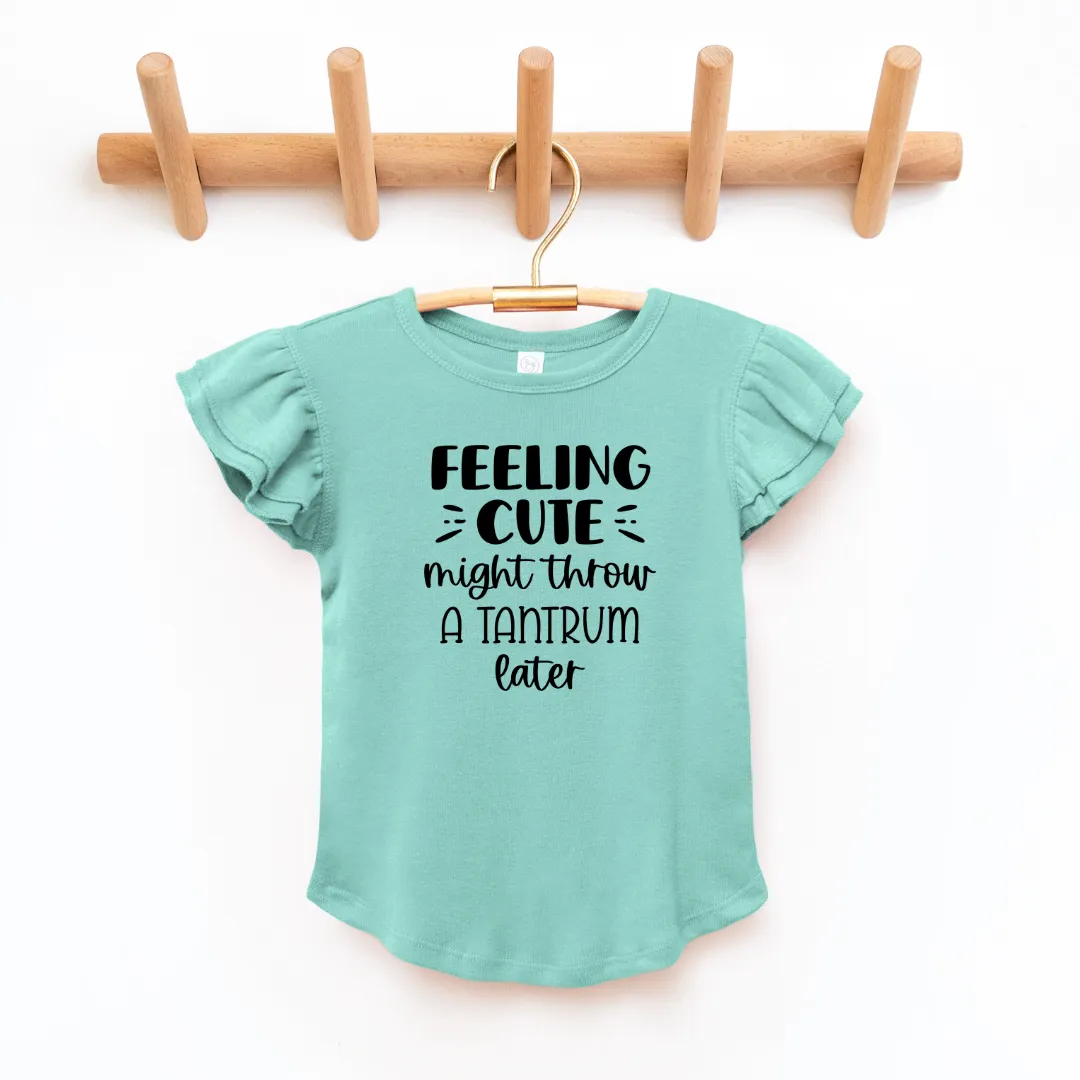 Feelin Cute Toddler And Infant Flutter Sleeve Graphic Tee