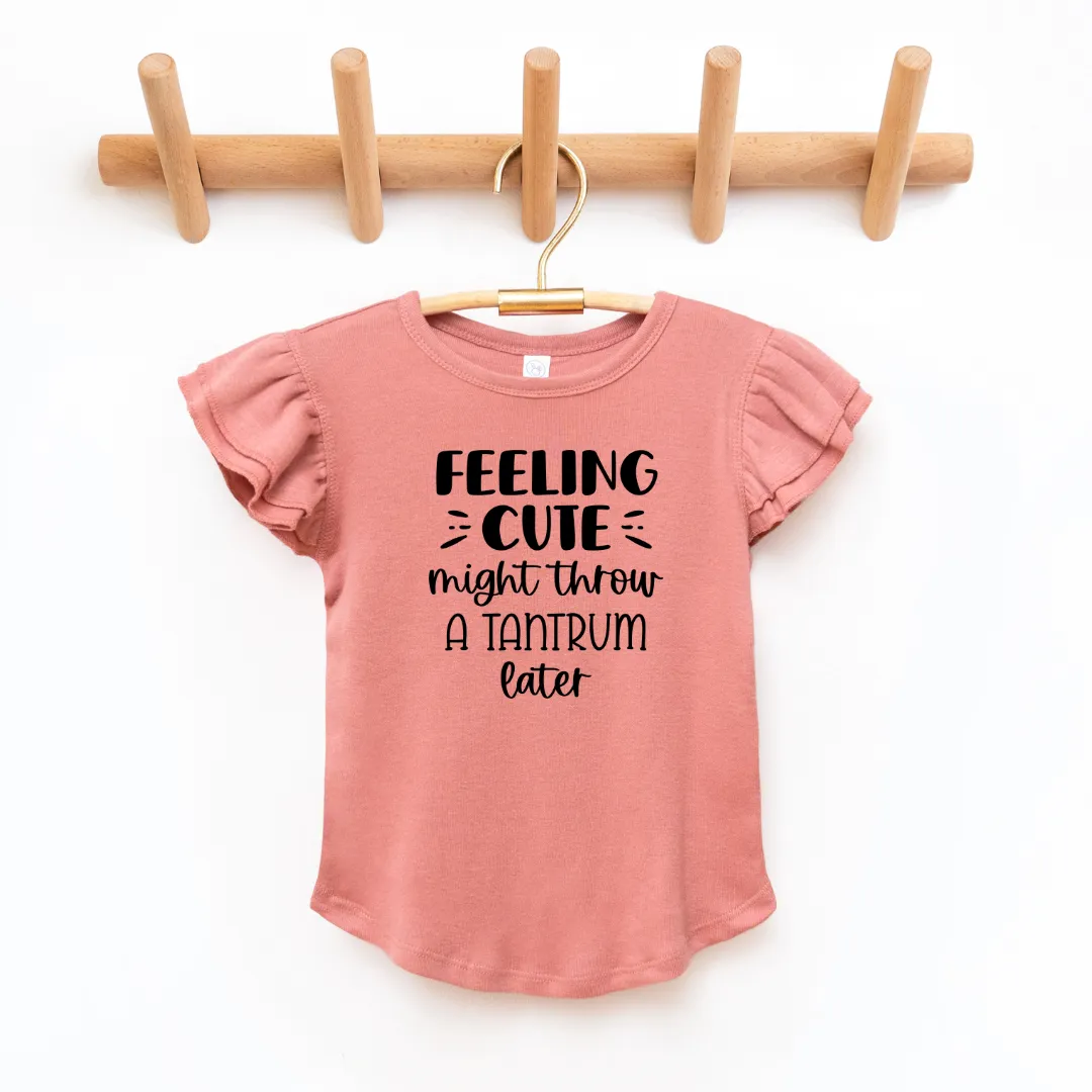 Feelin Cute Toddler And Infant Flutter Sleeve Graphic Tee