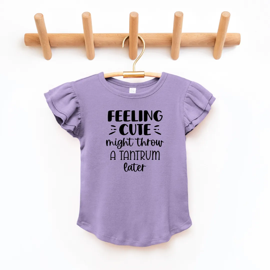 Feelin Cute Toddler And Infant Flutter Sleeve Graphic Tee