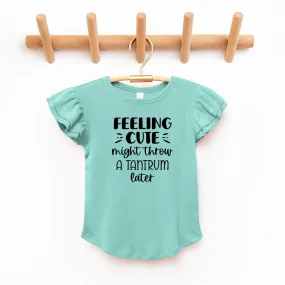 Feelin Cute Toddler And Infant Flutter Sleeve Graphic Tee