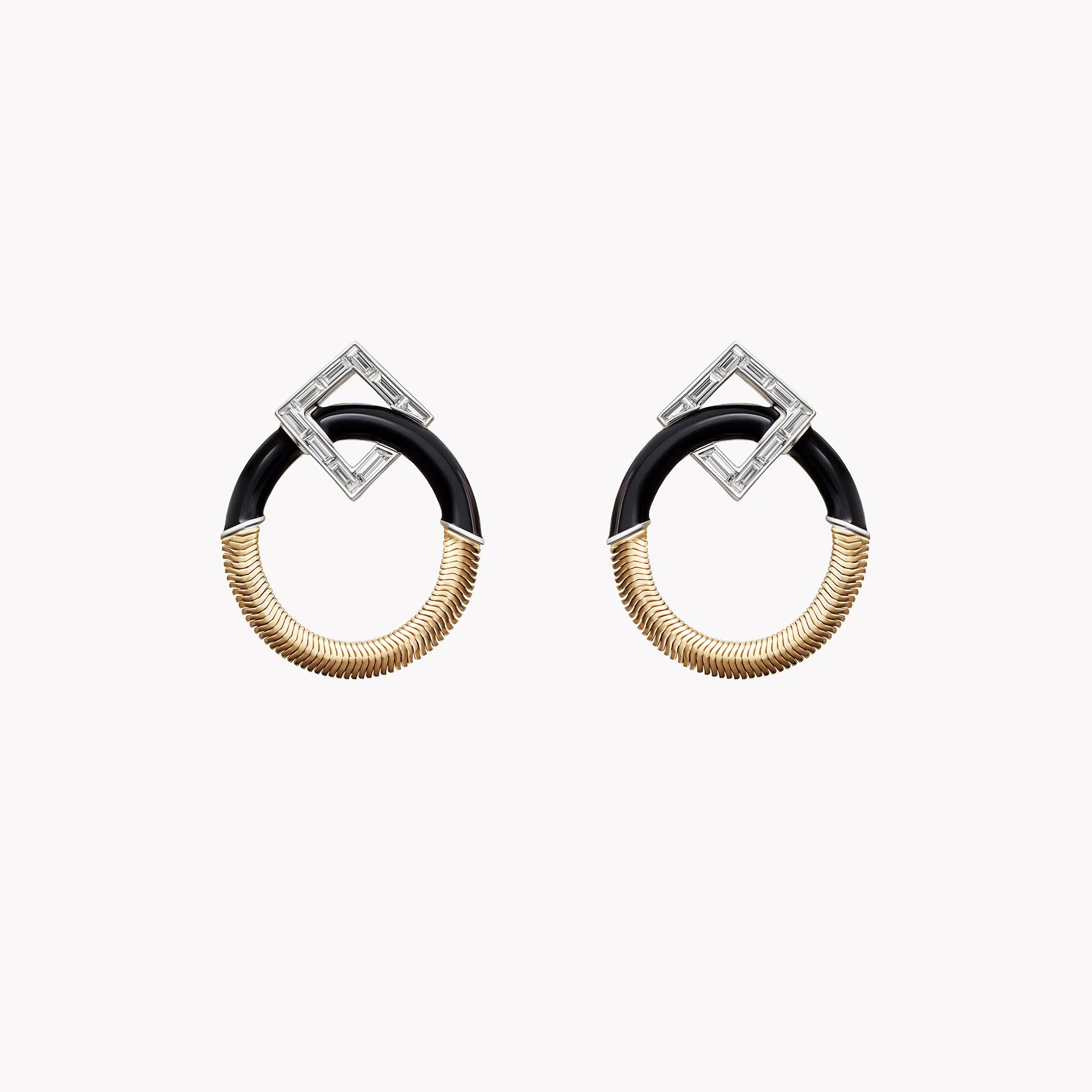 Feelings Diamond & Black Enamel Hoops