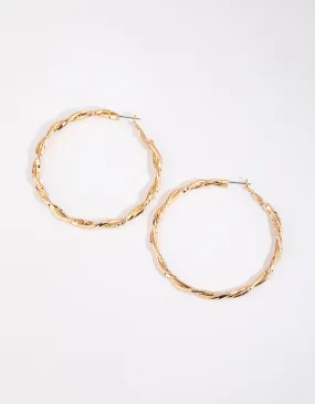 Gold Double Twist Hoop Earrings