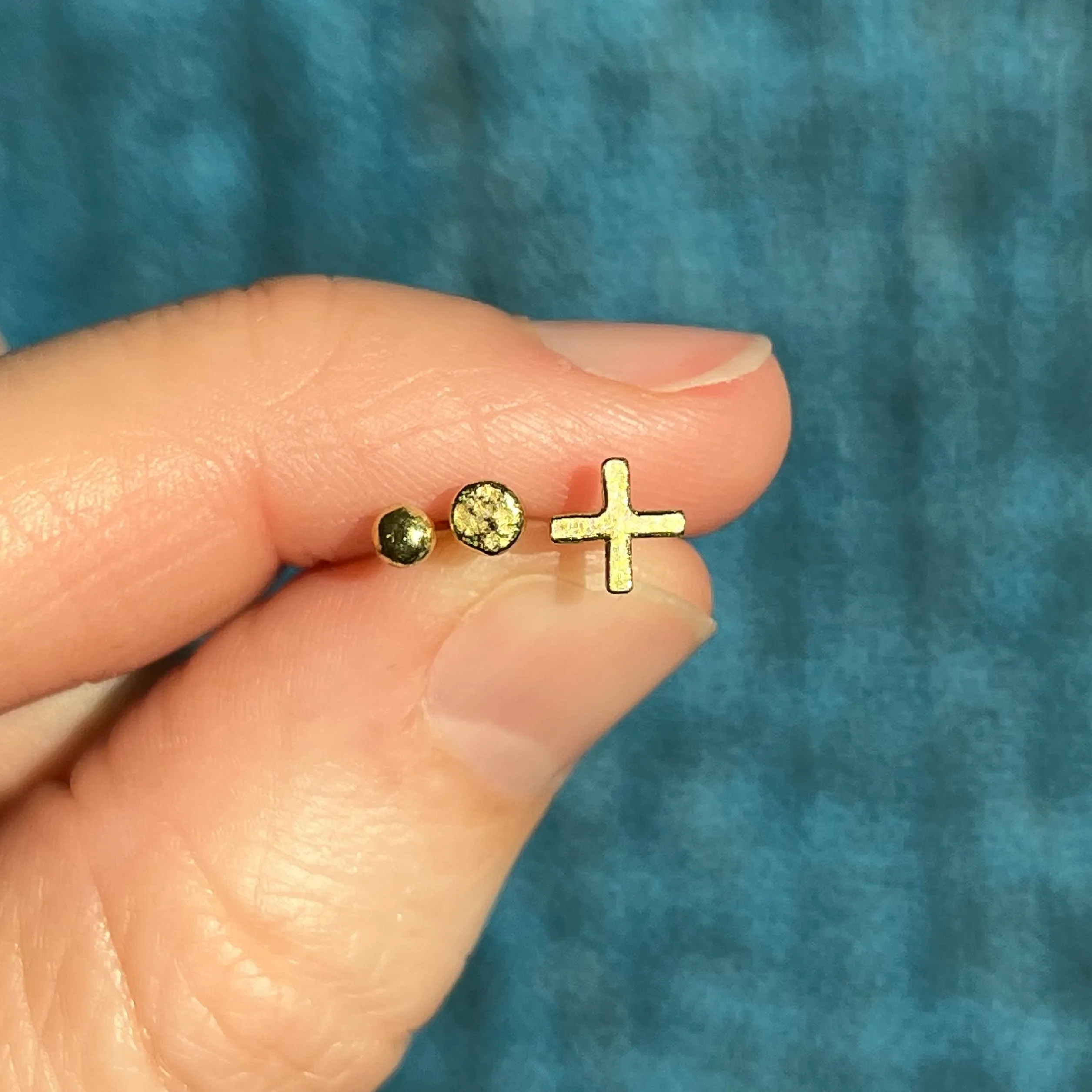 Gold mini dot stud earrings, single or pair