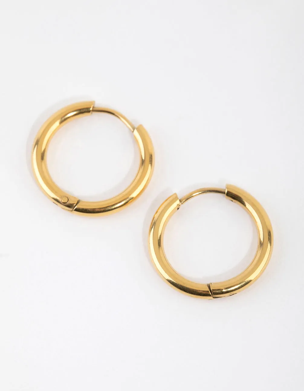 Gold Plated Surgical Steel Medium Huggie Hoop Earrings