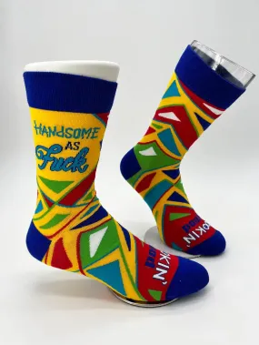 Handsome as Fuk Men's Novelty Crew Socks