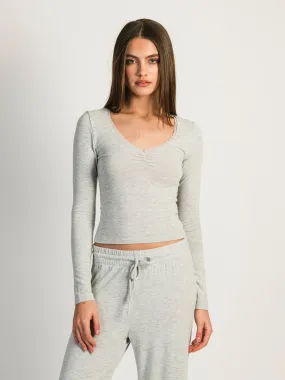 HARLOW ARABELLA MELANGE LONG SLEEVE - HEATHER GREY