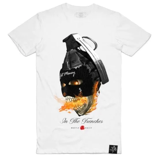 Hasta Muerte Hustle Daily AJ3 HNS Grenade Trenches T Shirt (White)