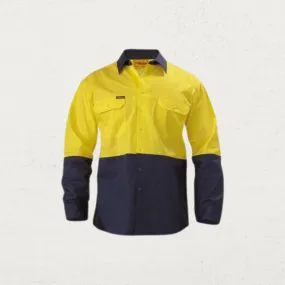 Hi Vis Cool Lightweight Two Tone Drill Long Sleeve Shirt