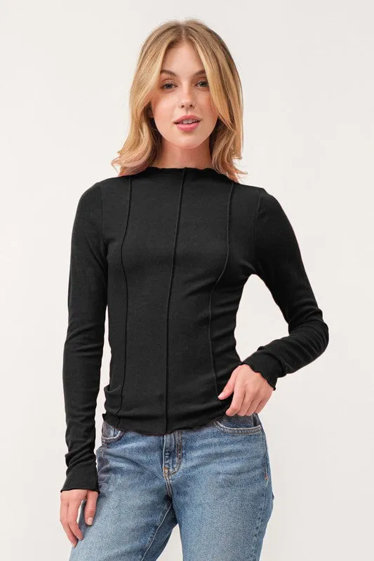 High Neck Long Sleeve w/ Seam Top